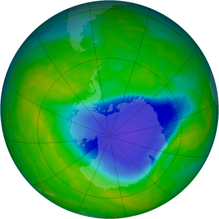 Antarctic ozone map for 17 November 1992